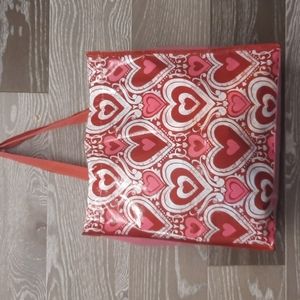 Reusable tyvek strong red heart tote bag